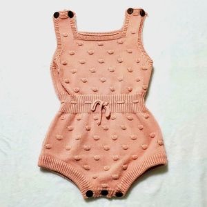 Evie Pink Romper with Pom Poms Girls